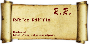 Rácz Ráfis névjegykártya